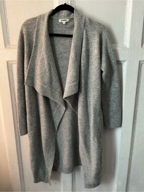BB Dakota Light Gray Draped Open-Front Cardigan